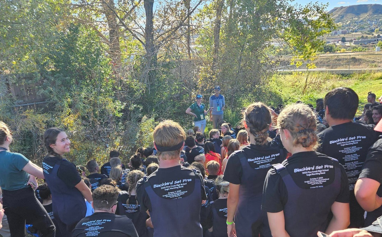 Students standing in field